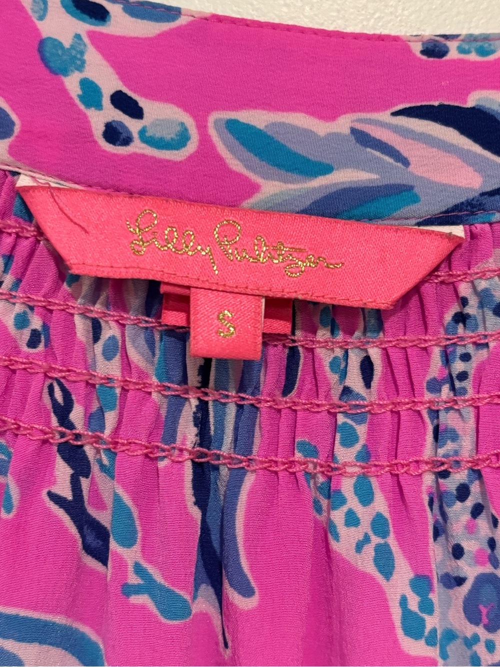 Lilly Pulitzer Elsa Silk Top Mandevilla Pink New Kids On The Dock Pink Blue S - Picture 7 of 13